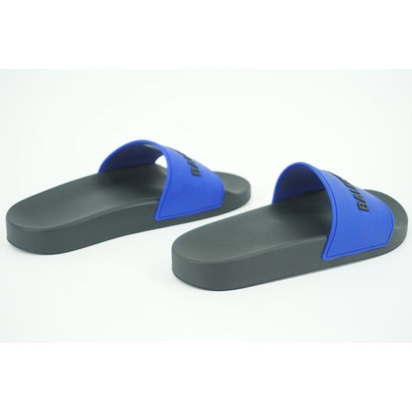New Balenciaga Pool Flat Slide Sandal SZ 36 C Blue $445 Logo Flip Flop Rubber - Picture 7 of 11